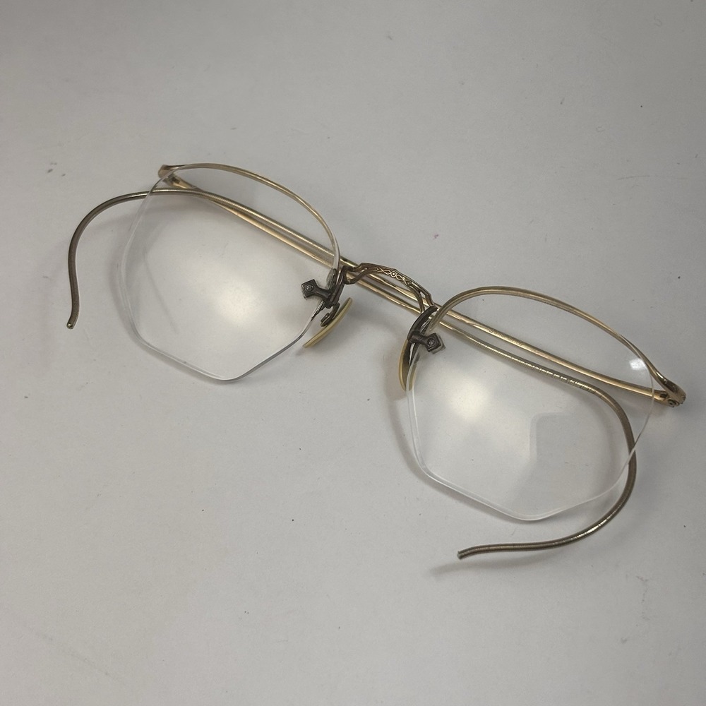Vintage AO American Optical 1/10 12K GF Gold Filled Rimless Octagon Eyeglasses